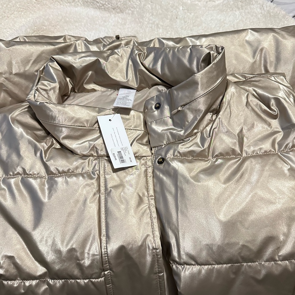 Lane Bryant Silver Puffer Jacket with Quilted Design